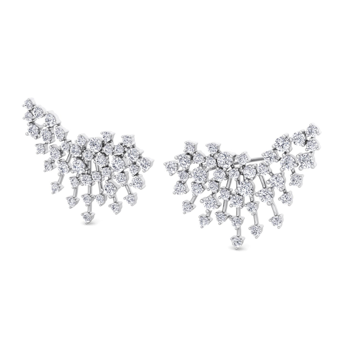 Celeste - 4.20CT Luxurious Cluster Diamond Earring Crawlers - Gem Jewelers Co