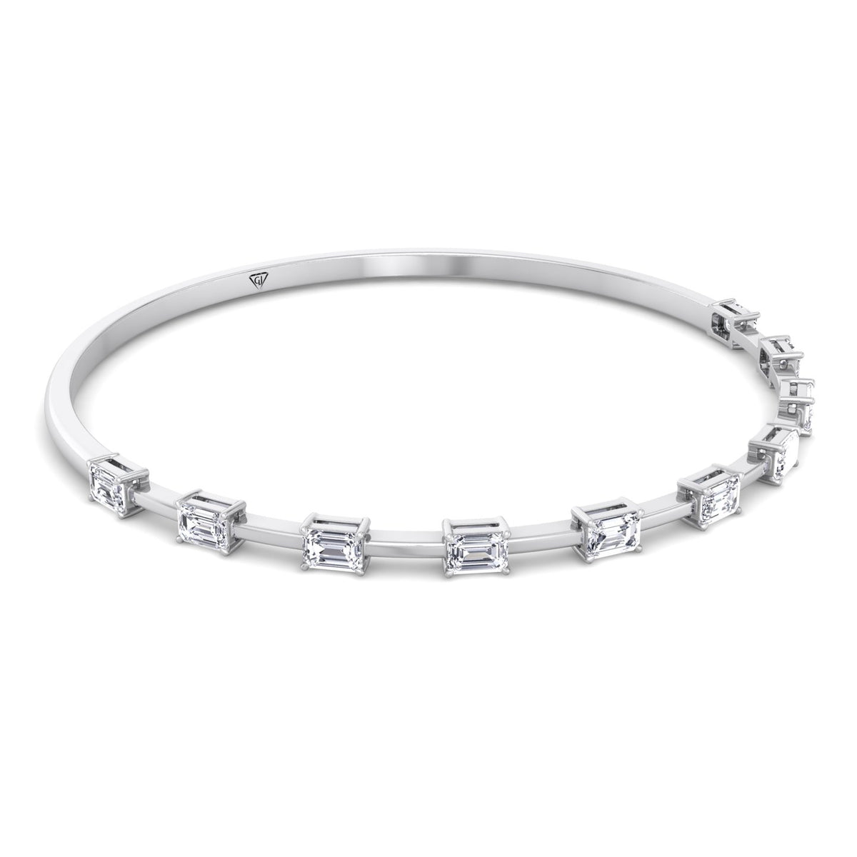 Bulda - (3.05CT T.W.) Emerald Cut East to West Natural Diamond Bangle - Gem Jewelers Co