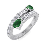 Oakla - 1.25CT T.W Pear Shape Emerald Pave Stack Ring - Gem Jewelers Co
