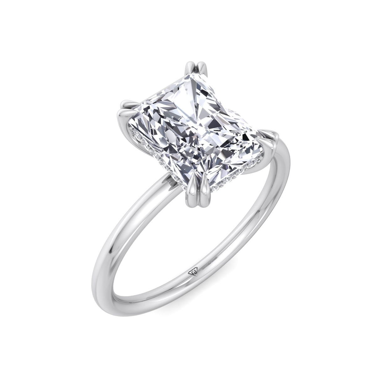 Zuri - Radiant Cut Solitaire Diamond Engagement Ring with Double Claw Prong - Gem Jewelers Co