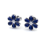 Fiore - Pear Shaped Sapphire & Diamond Cluster Earrings - Gem Jewelers Co