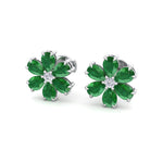Favi - Pear Shaped Emerald & Diamond Cluster Earrings - Gem Jewelers Co