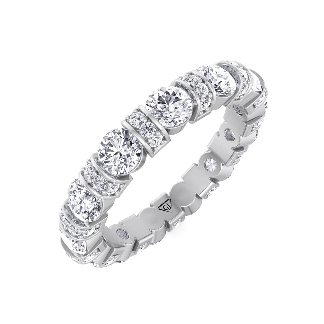 round-cut-diamond-in-a-bar-set-eternity-band-with-pave-accents-in-solid-white-gold