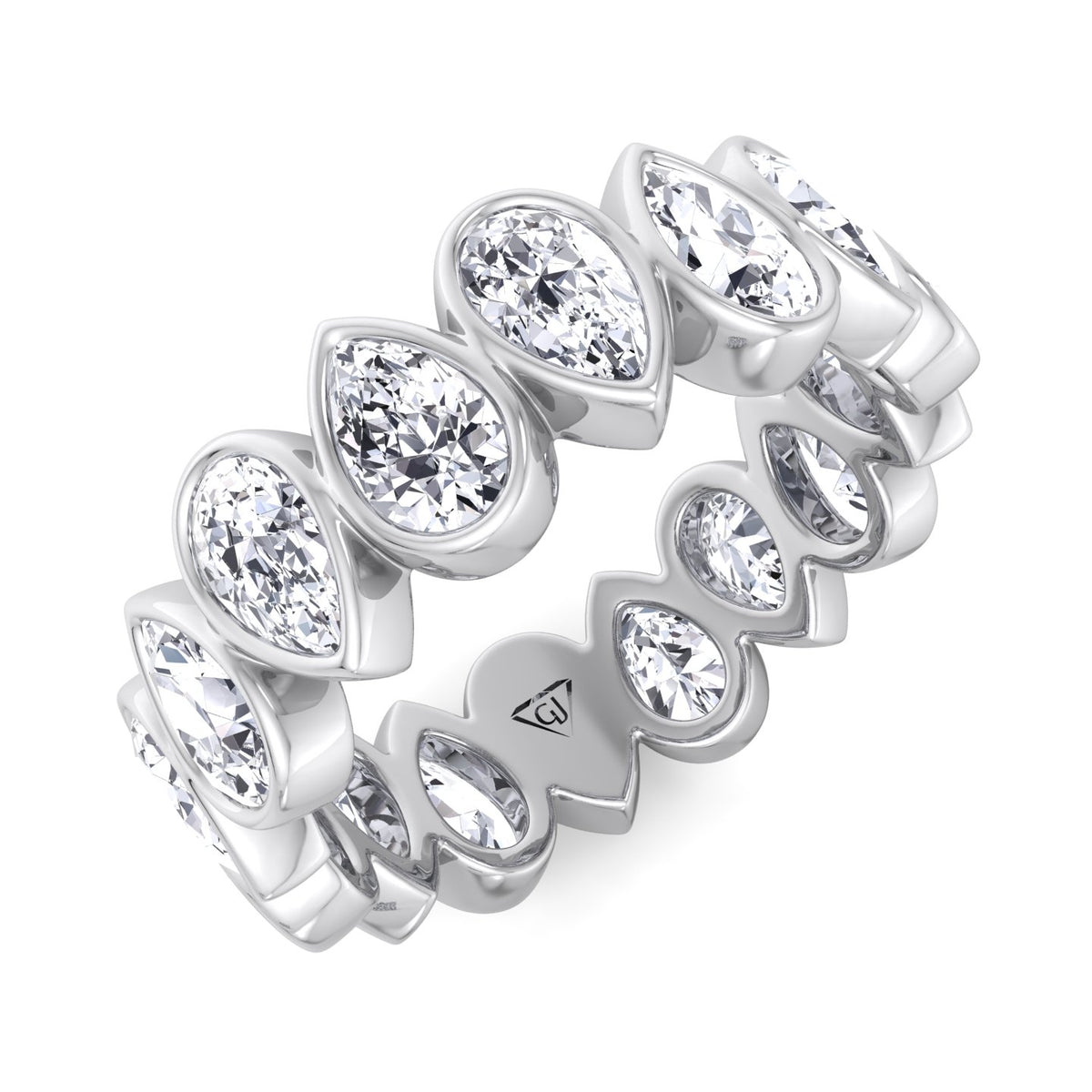 bezel-set-pear-shape-diamond-eternity-band-in-solid-white-gold