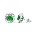 Safo - Round Cut Emerald & Diamond Halo Earrings - Gem Jewelers Co