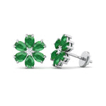 Favi - Pear Shaped Emerald & Diamond Cluster Earrings - Gem Jewelers Co