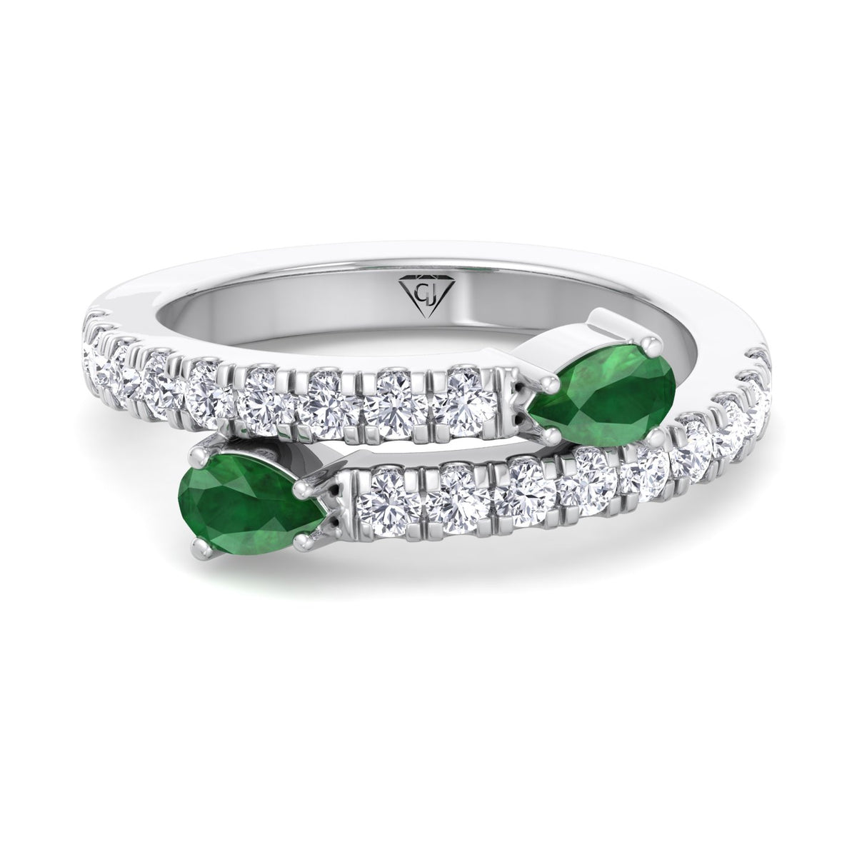 Oakla - 1.25CT T.W Pear Shape Emerald Pave Stack Ring - Gem Jewelers Co