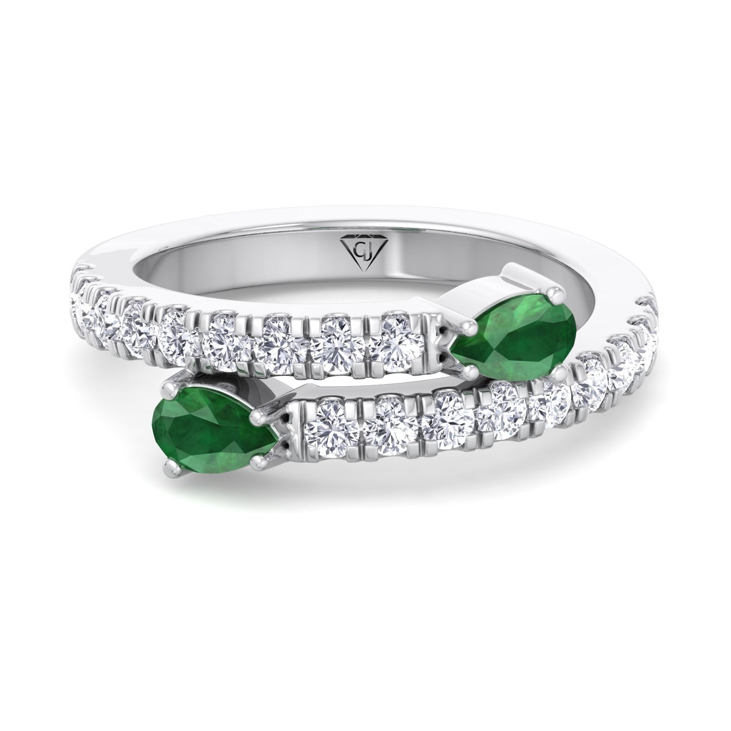 Oakla - 1.25CT T.W Pear Shape Emerald Pave Stack Ring - Gem Jewelers Co