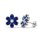 Fiore - Pear Shaped Sapphire & Diamond Cluster Earrings - Gem Jewelers Co
