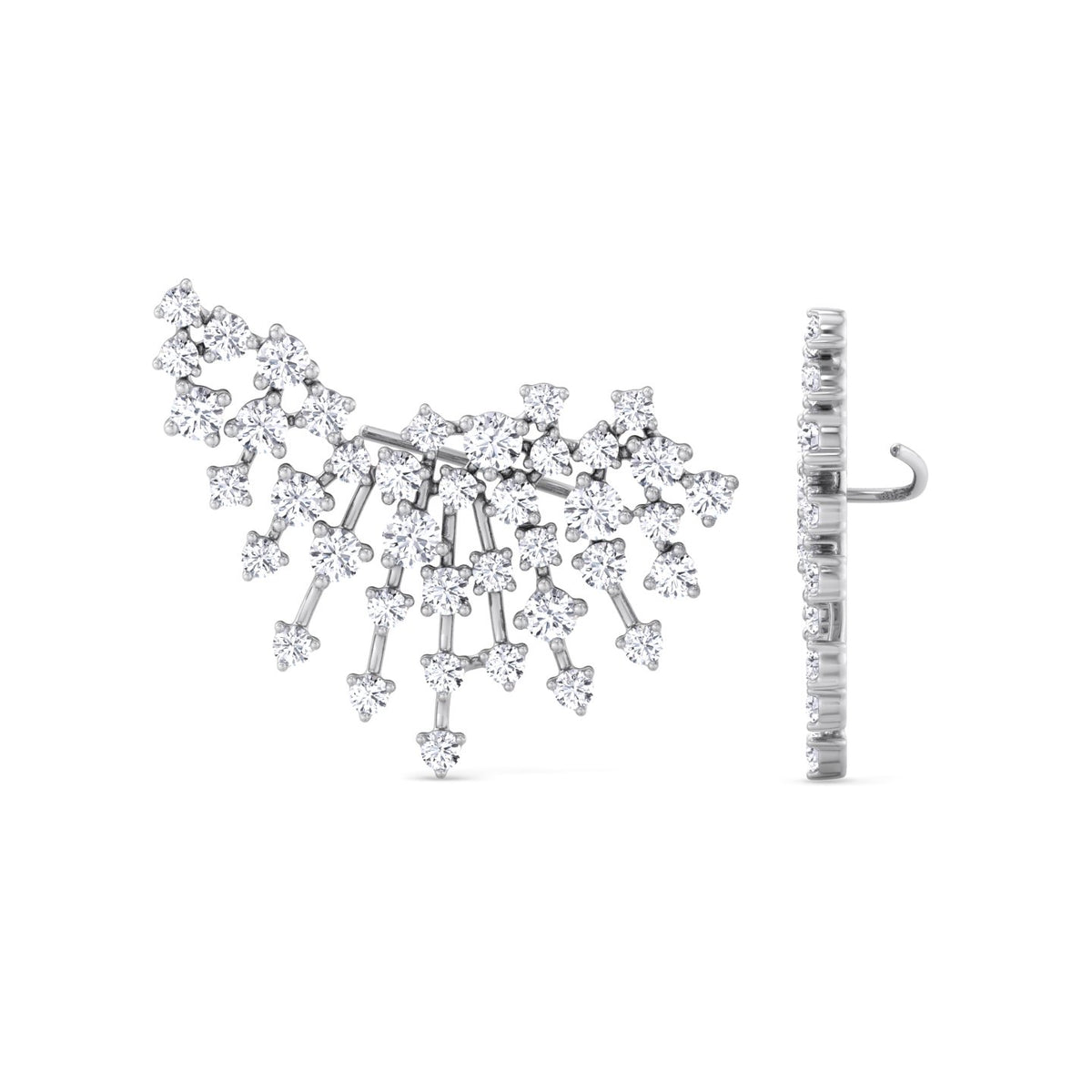 Celeste - 4.20CT Luxurious Cluster Diamond Earring Crawlers - Gem Jewelers Co