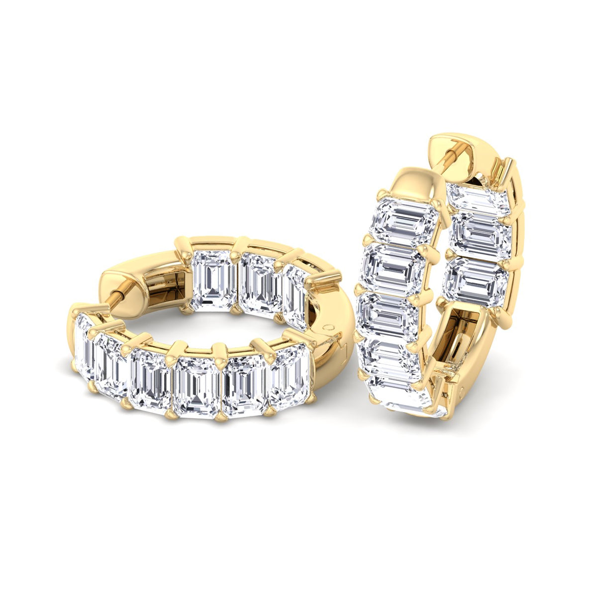Escudo - 6.35 Carat Emerald Cut Diamond Inside Out Hoops - Gem Jewelers Co
