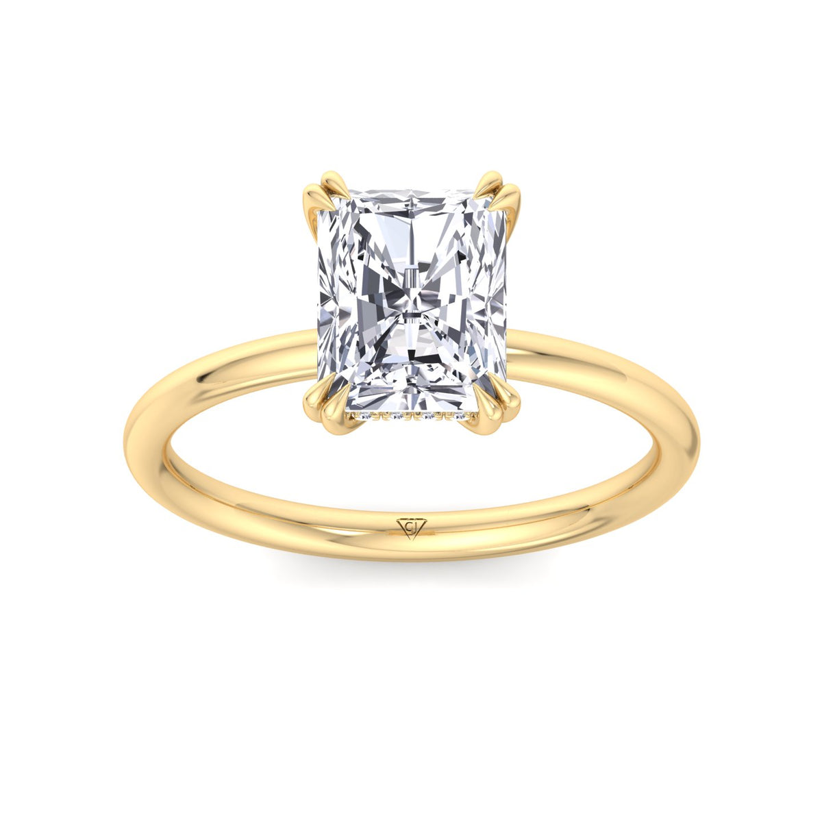 Zuri - Radiant Cut Solitaire Diamond Engagement Ring with Double Claw Prong - Gem Jewelers Co