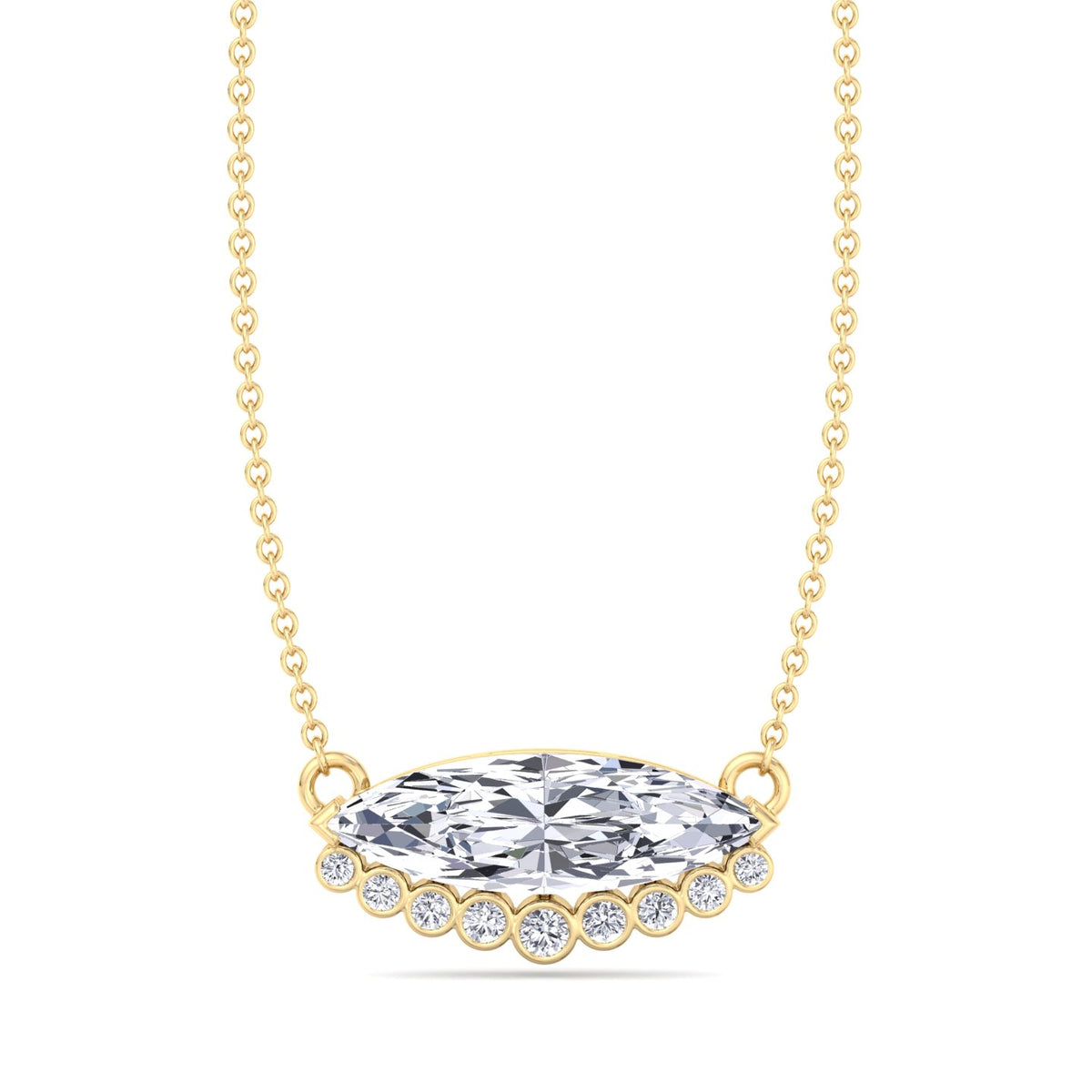 marquise-shape-diamond-pendant-with-bezel-set-round-diamonds-in-yellow-gold-with-chain
