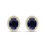 Acqua - Oval Cut Sapphire and Diamond Halo Earrings - Gem Jewelers Co