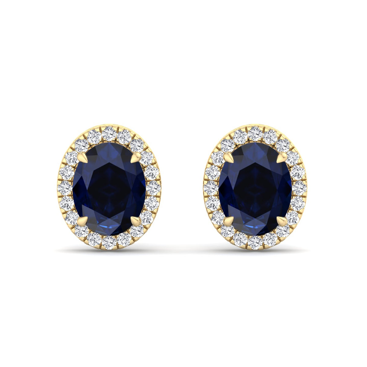 Acqua - Oval Cut Sapphire and Diamond Halo Earrings - Gem Jewelers Co
