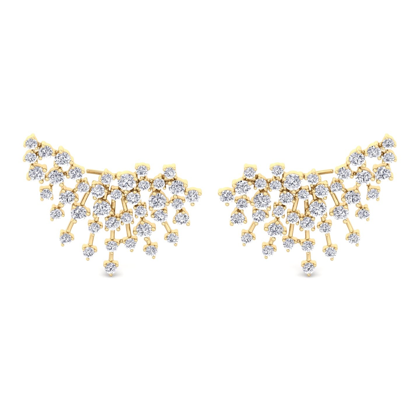 Celeste - 4.20CT Luxurious Cluster Diamond Earring Crawlers - Gem Jewelers Co