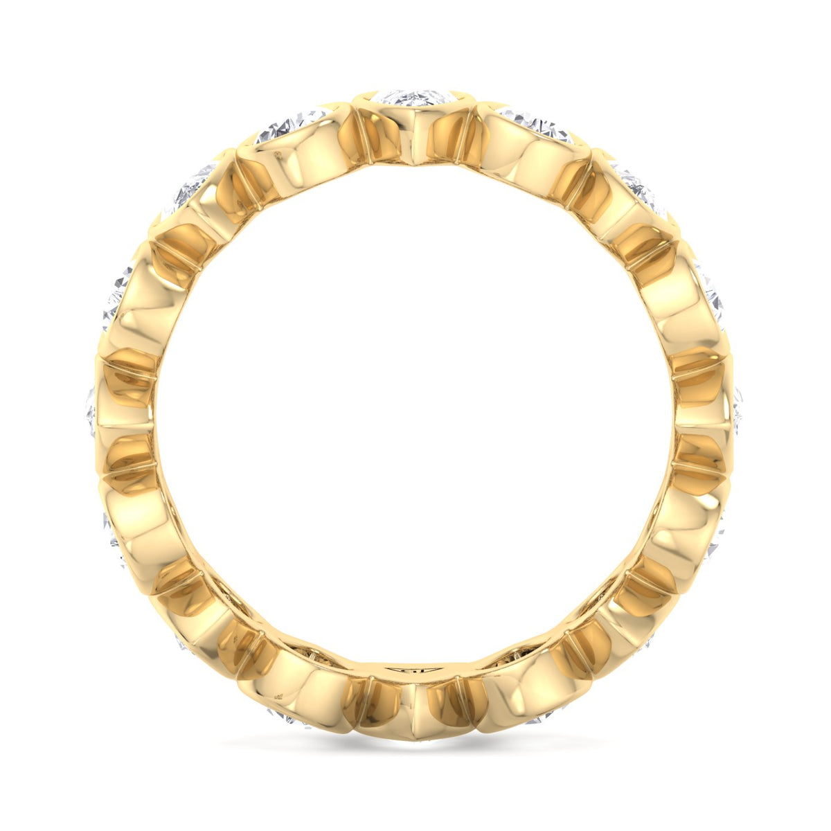 bezel-set-pear-shape-diamond-eternity-band-yellow-gold