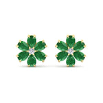 Favi - Pear Shaped Emerald & Diamond Cluster Earrings - Gem Jewelers Co