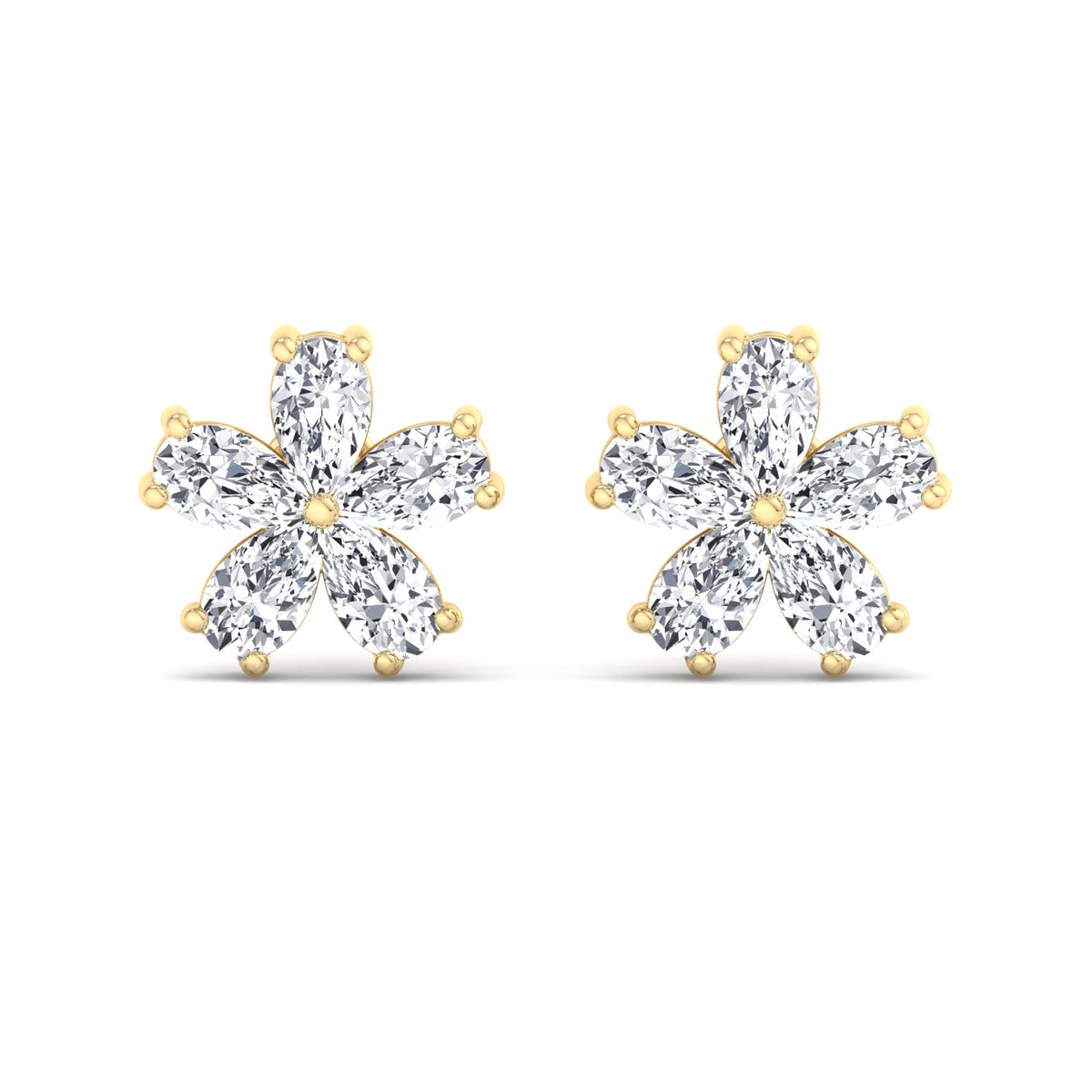 Meldo - 1.05 Carat Pear Shape Flower Diamond Earrings - Gem Jewelers Co