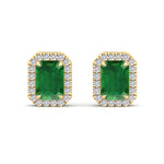 Genio - Emerald Cut Green Emerald Diamond Halo Earrings - Gem Jewelers Co