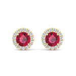 Tavo - Round Cut Ruby & Diamond Halo Earrings - Gem Jewelers Co