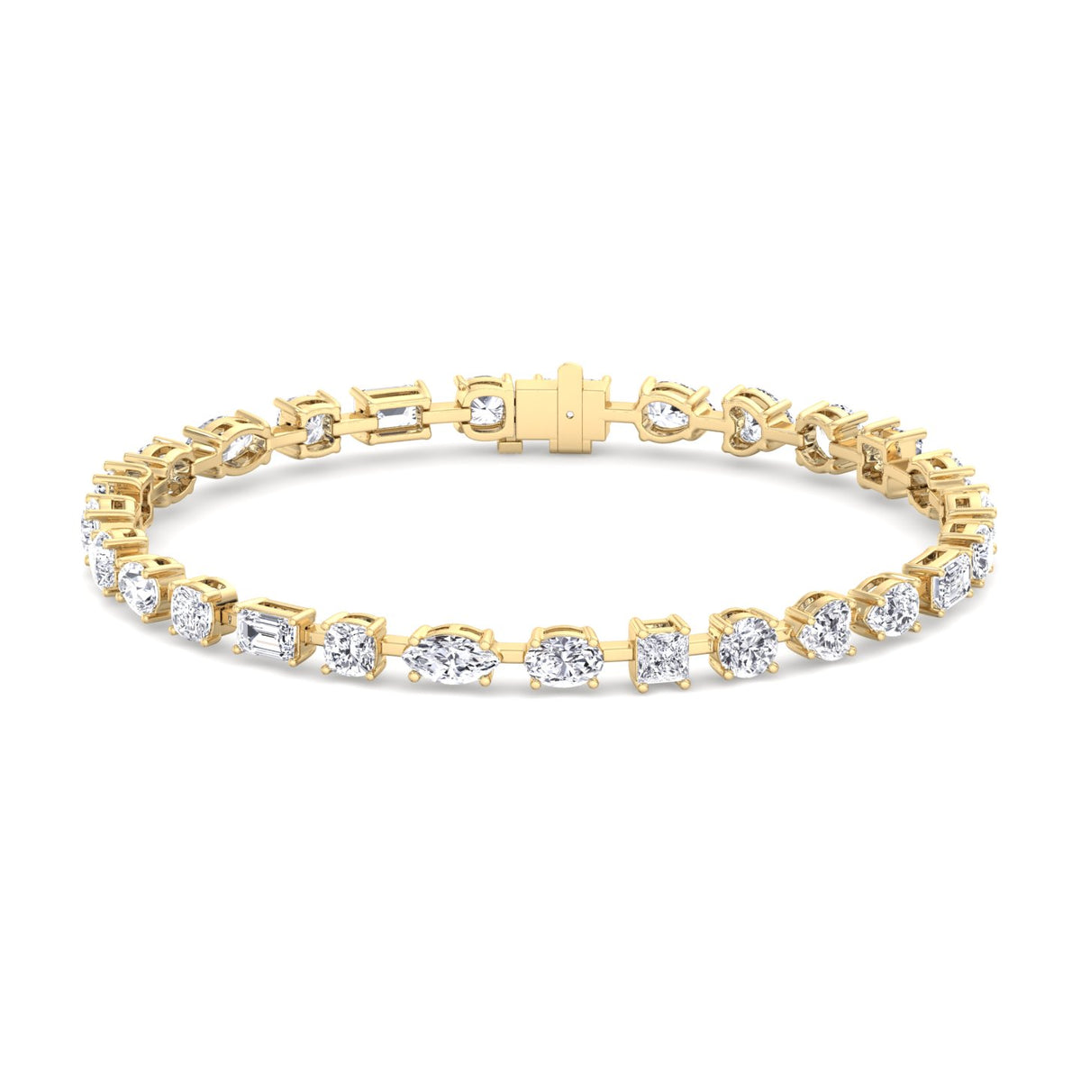 10.50 carat multi-shape natural diamond bracelet yellow gold