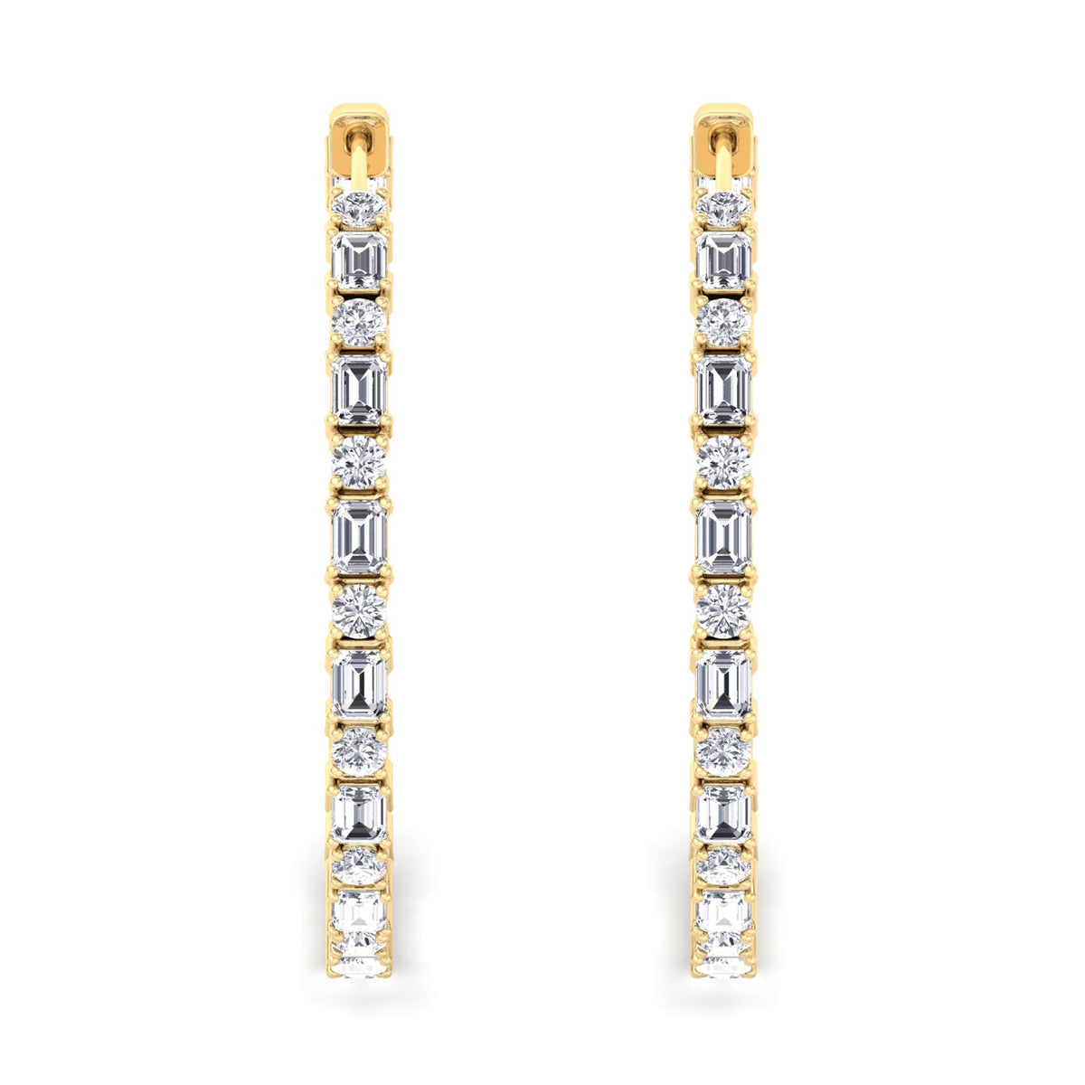Altaire - Emerald and Round Cut Eternity Hoops - Gem Jewelers Co