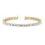Wally - 10.50CT T.W East To West Emerald Cut Natural Diamond Tennis Bracelet - Gem Jewelers Co