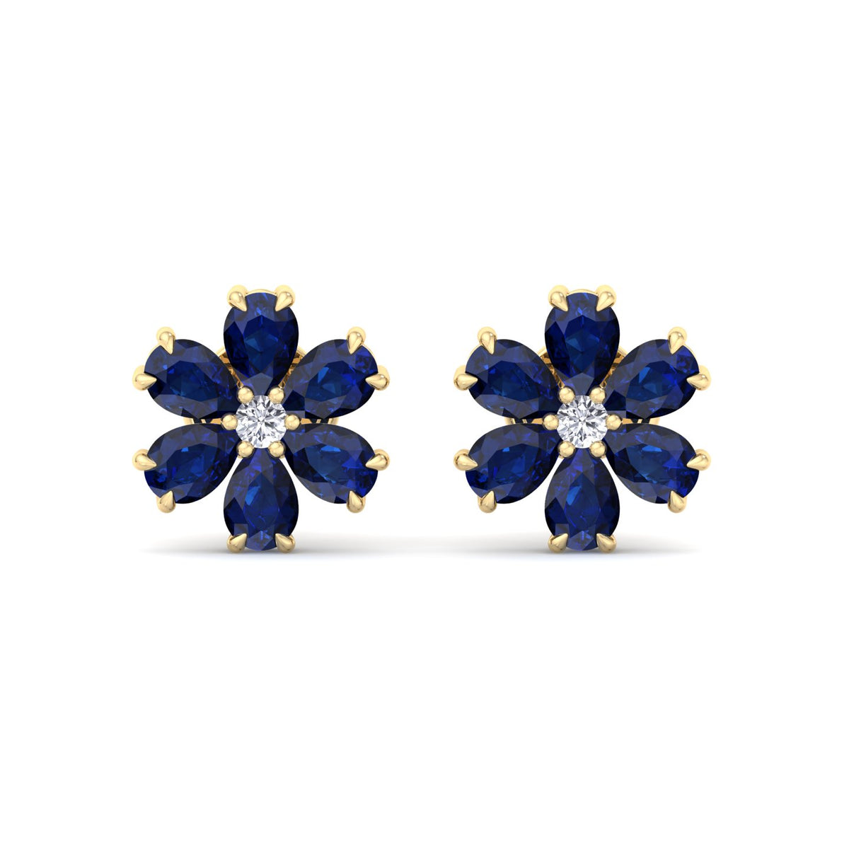 Fiore - Pear Shaped Sapphire & Diamond Cluster Earrings - Gem Jewelers Co