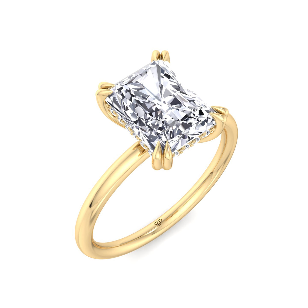 Zuri - Radiant Cut Solitaire Diamond Engagement Ring with Double Claw Prong - Gem Jewelers Co