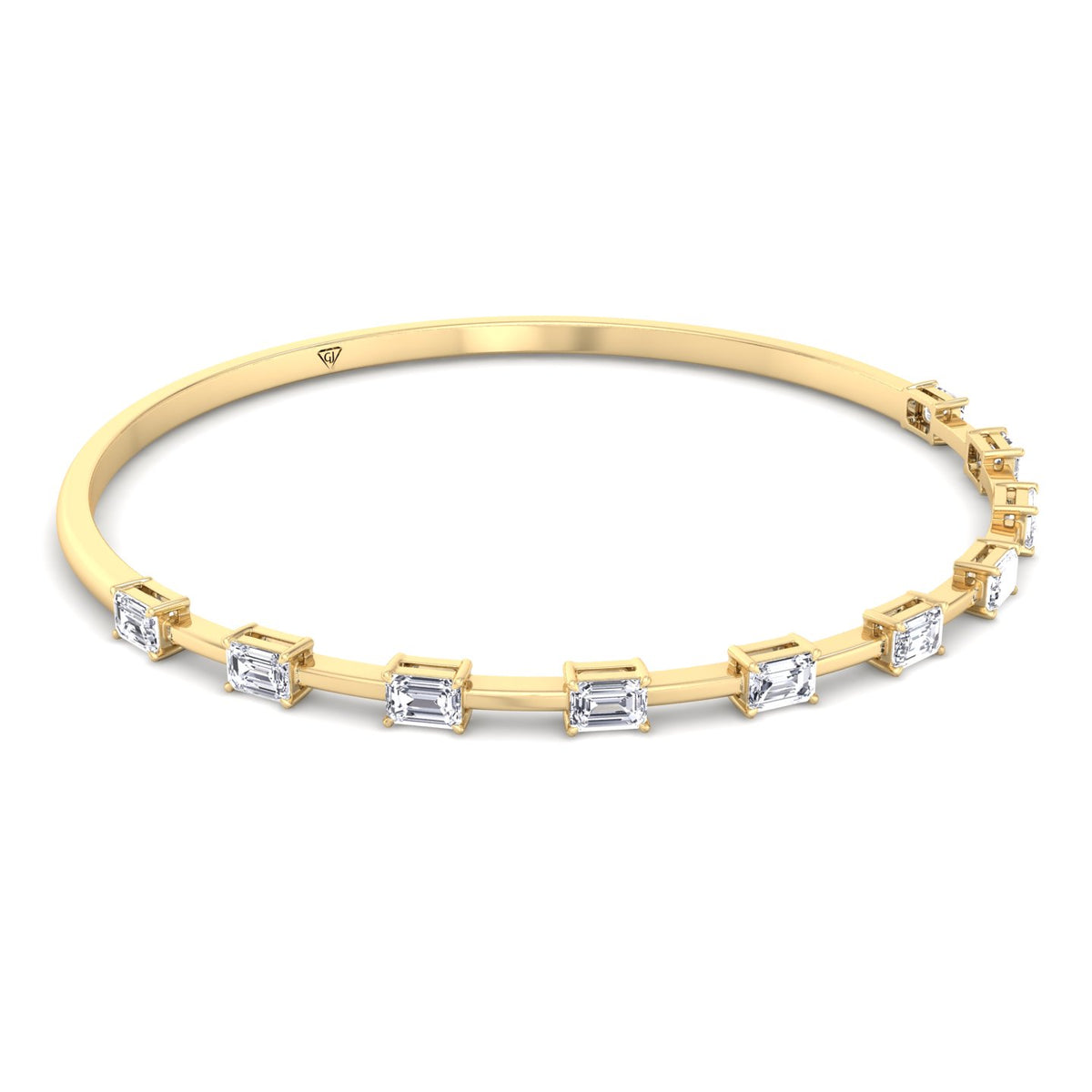 Bulda - (3.05CT T.W.) Emerald Cut East to West Natural Diamond Bangle - Gem Jewelers Co