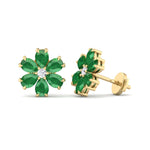 Favi - Pear Shaped Emerald & Diamond Cluster Earrings - Gem Jewelers Co