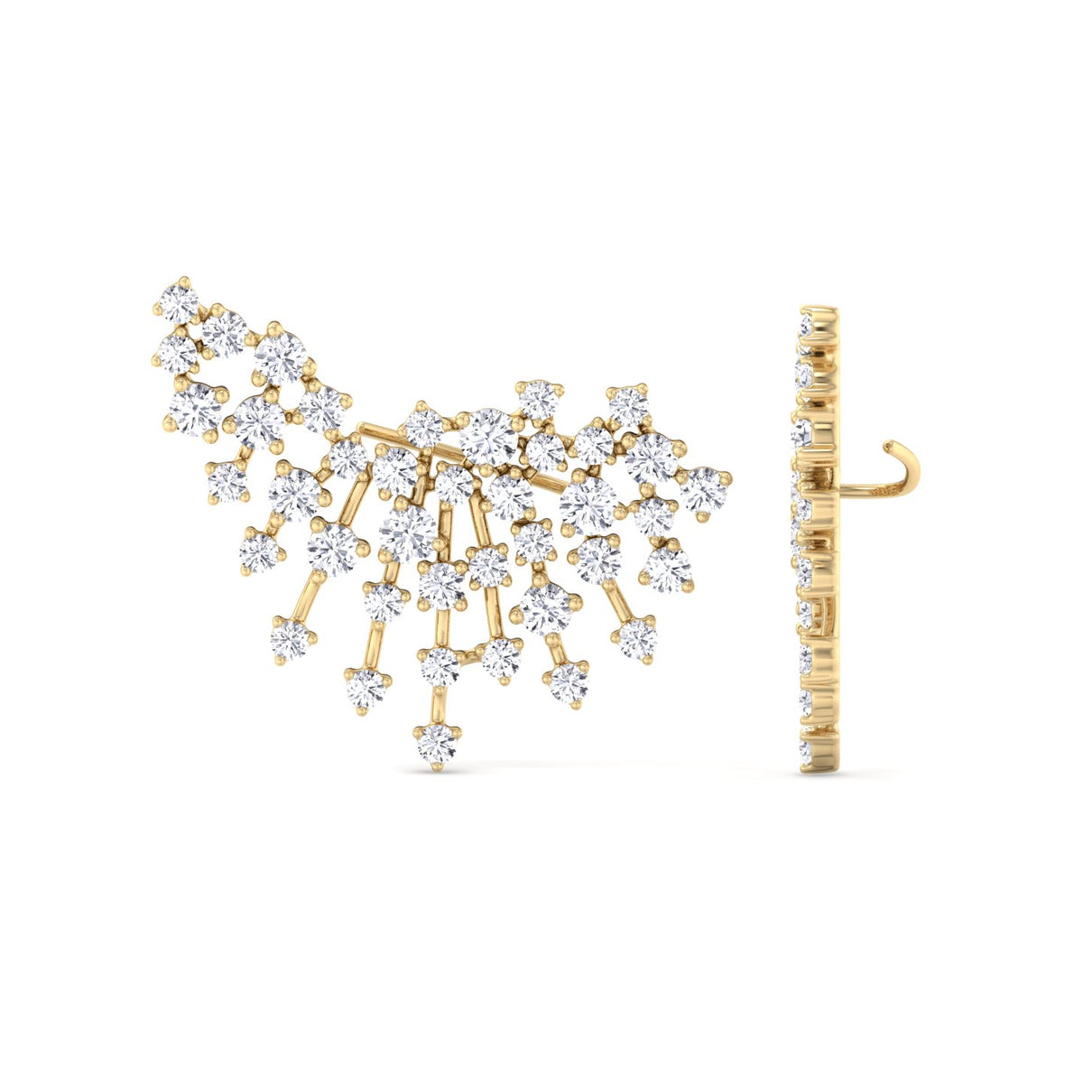 Celeste - 4.20CT Luxurious Cluster Diamond Earring Crawlers - Gem Jewelers Co