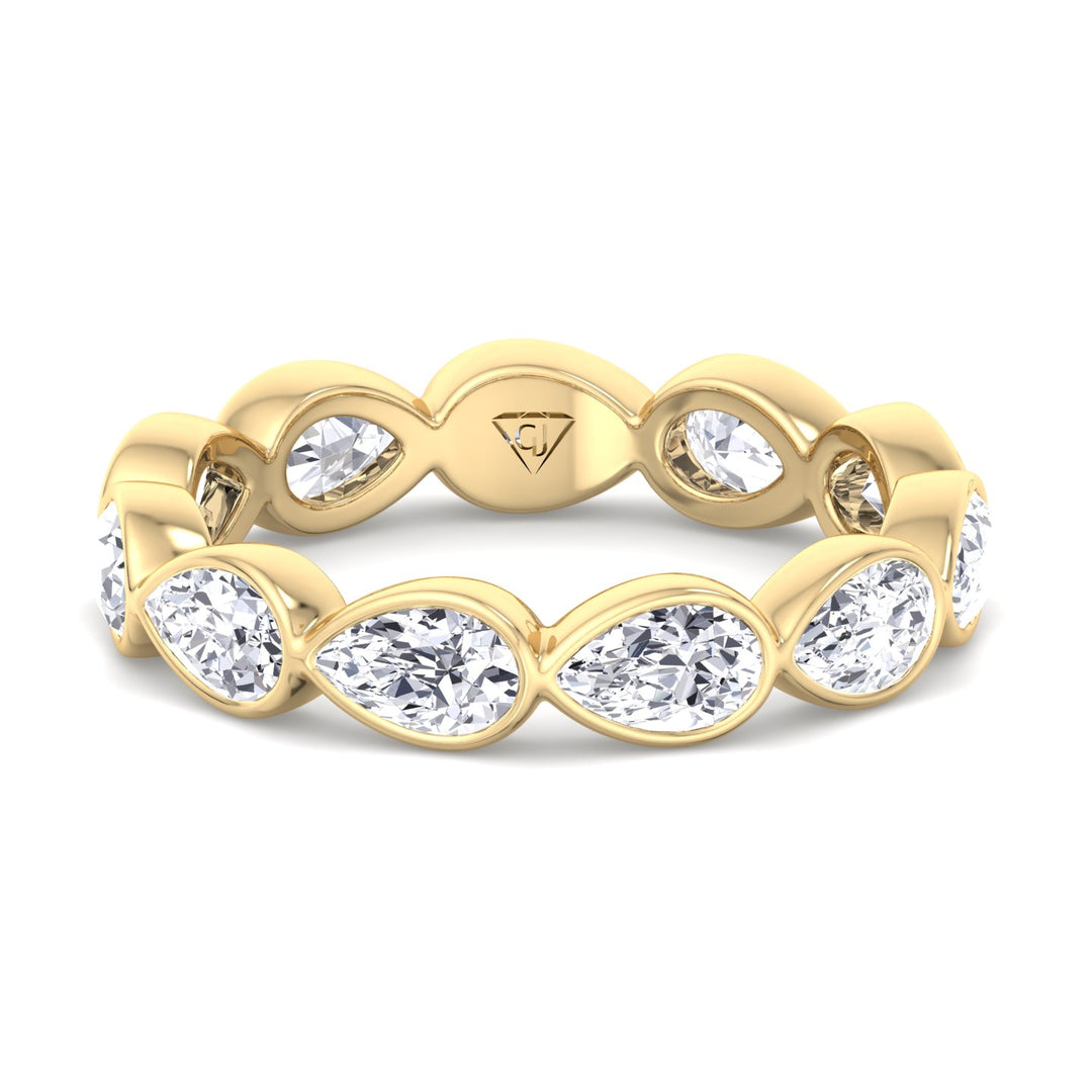  east-to-west-style-bezel-set-pear-shape-diamond-eternity-band-in-solid-yellow-gold